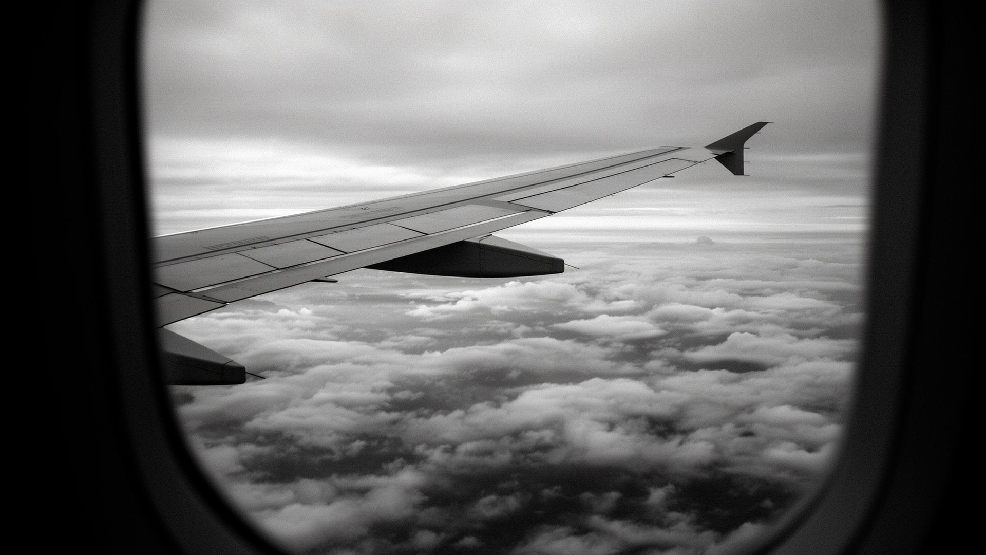 Aircraft wing above clouds